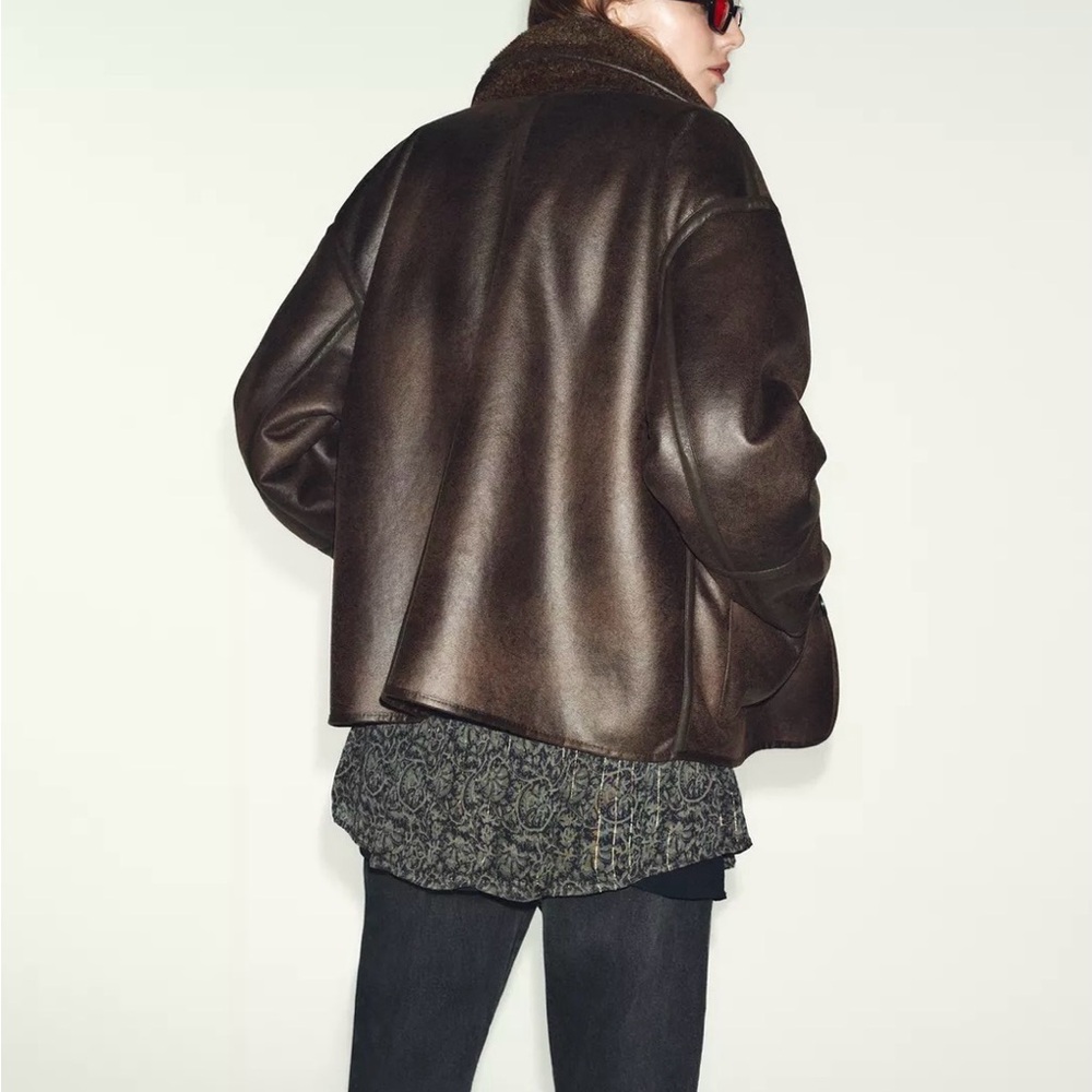 Zara Reversible Double Faced Sherpa Jacket - Picture 5 of 13